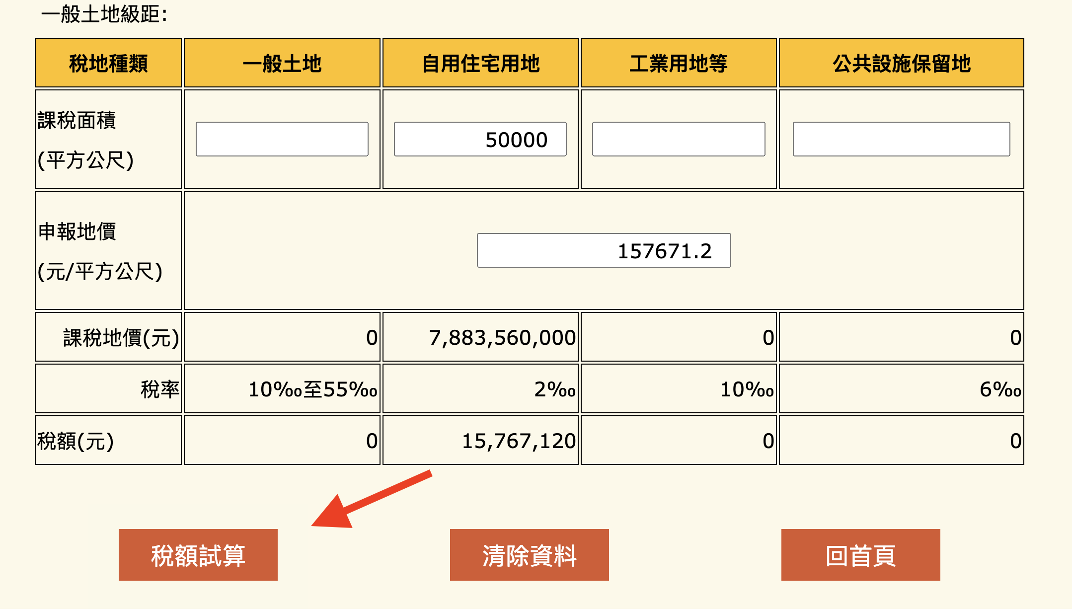 地價稅稅額試算
