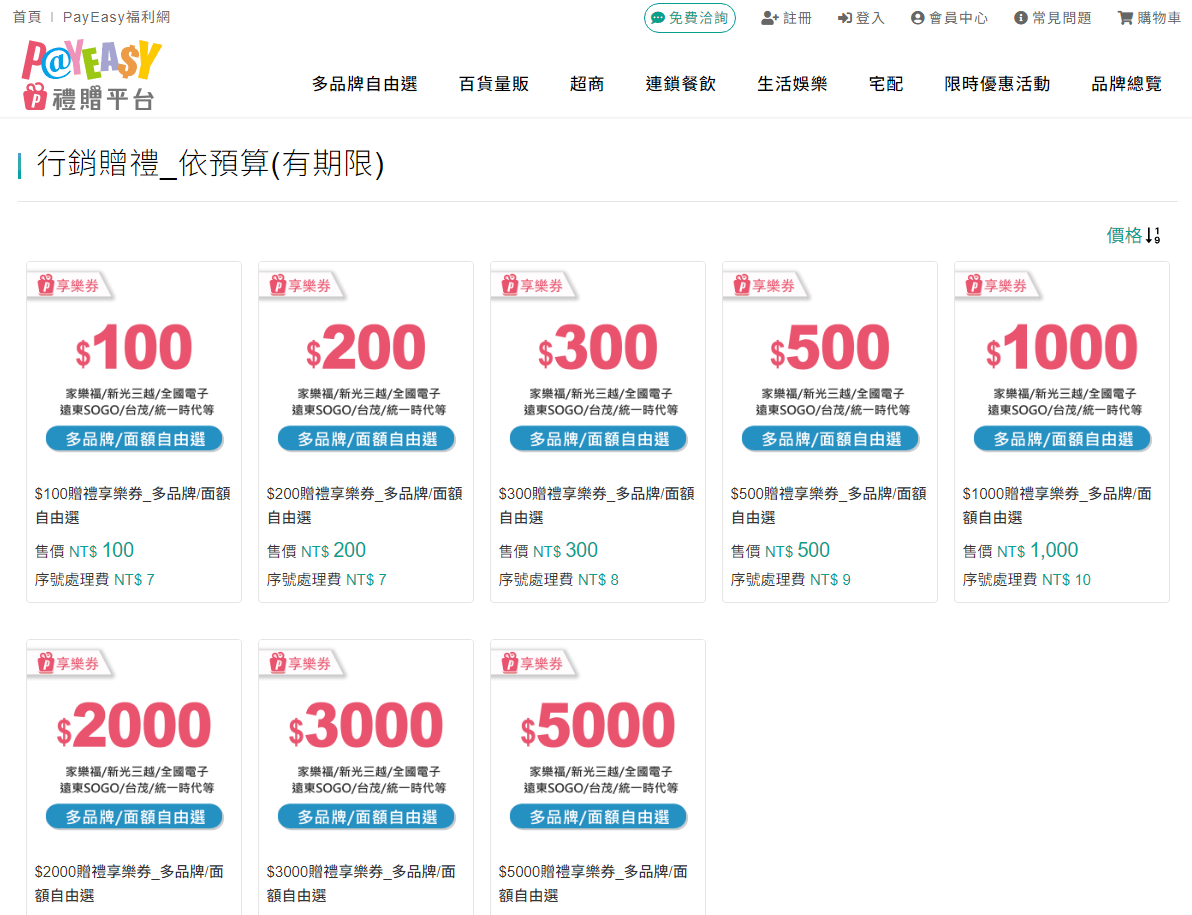 選擇payeasy享樂券