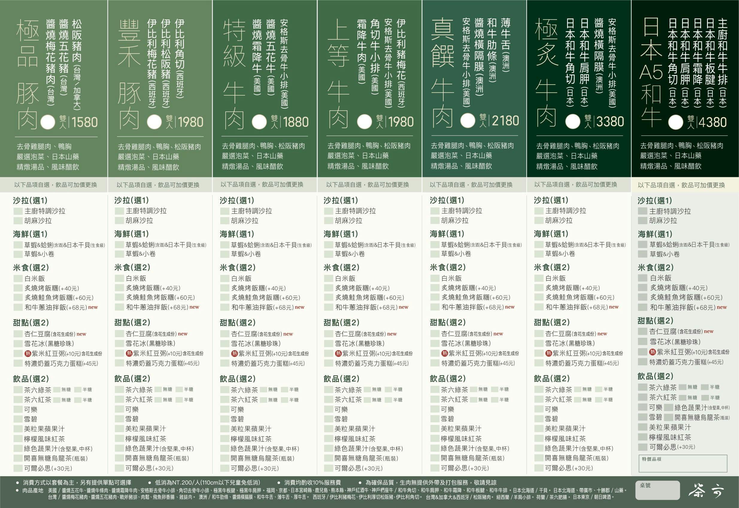 茶六菜單