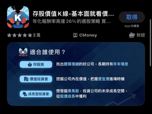 存股價值 K 線